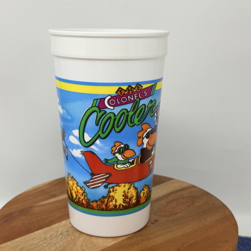 Vintage KFC Kentucky Fried Chicken The Colonel's Cooler Plane Plastic Cup